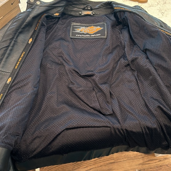 POWER TRIP MOTORCYCLE 100% LEATHER JACKET MEN'S 2XL LINED, VENTED. - Picture 6 of 6